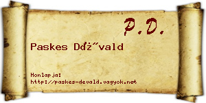Paskes Dévald névjegykártya